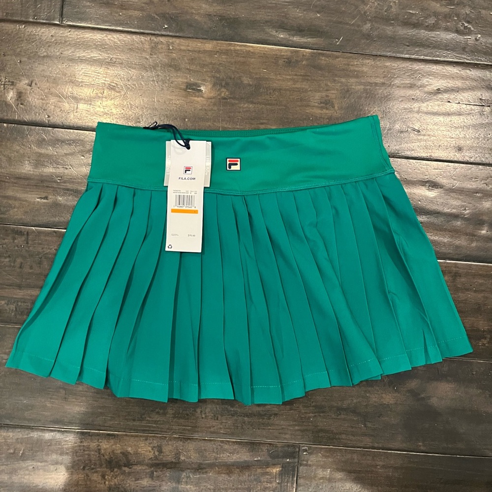 NWT FILA Women's Heritage Pleated Tennis Skirt Marine Green Small